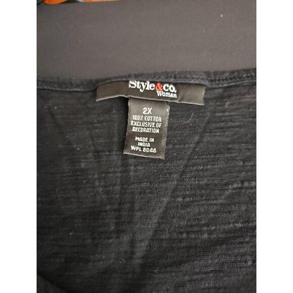 Style Co 348 Womens Black Beige Sleeveless Crochet Casual Dress 2X - Picture 4 of 5